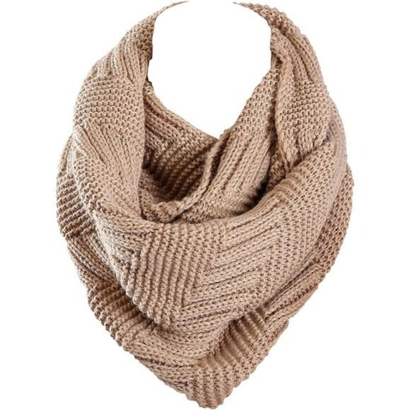 Women's Knit Infinity Scarf Winter Circle Loop Scarves, Khaki